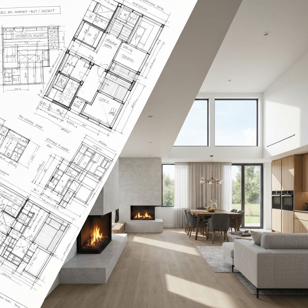 Design sketches transforming into real homes